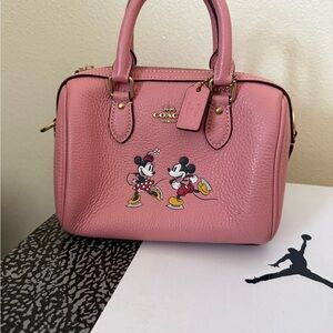 Coach Pink Leather Satchel with Mickey and Minnie